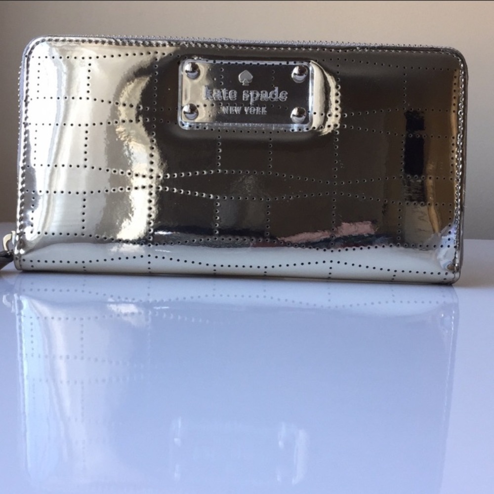 NWOT KATE♠️SPADE MIRROR METALLIC GOLD WALLET